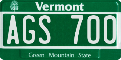 VT license plate AGS700