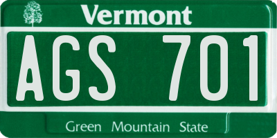 VT license plate AGS701