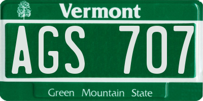 VT license plate AGS707