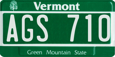 VT license plate AGS710