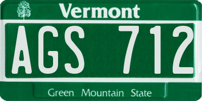 VT license plate AGS712