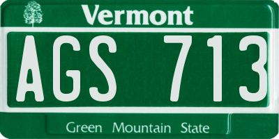VT license plate AGS713