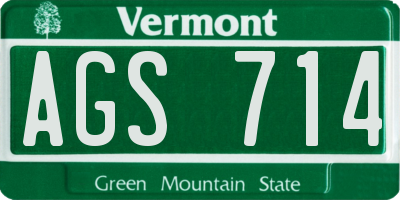 VT license plate AGS714