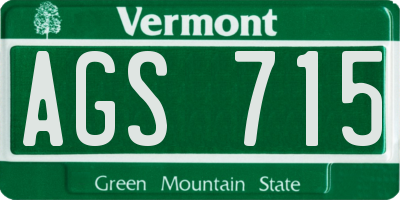 VT license plate AGS715