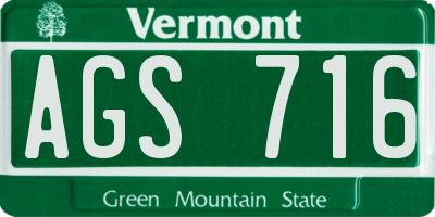 VT license plate AGS716