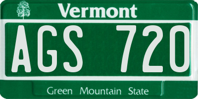 VT license plate AGS720