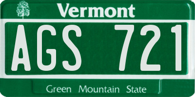 VT license plate AGS721