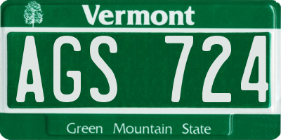 VT license plate AGS724
