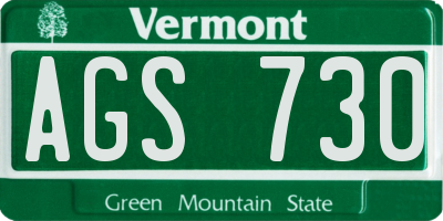 VT license plate AGS730