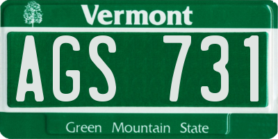 VT license plate AGS731