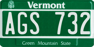 VT license plate AGS732