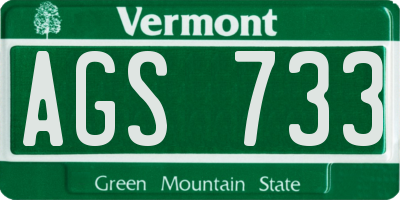VT license plate AGS733