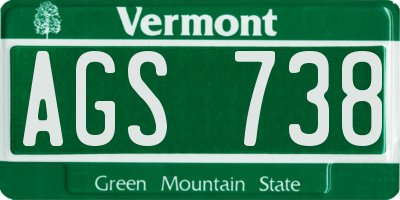 VT license plate AGS738