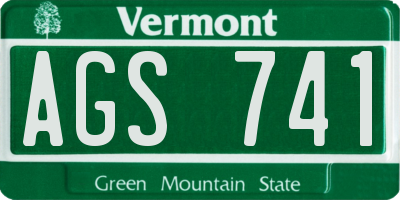 VT license plate AGS741