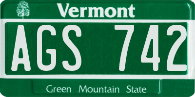 VT license plate AGS742