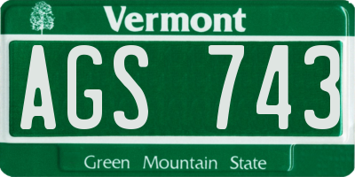 VT license plate AGS743