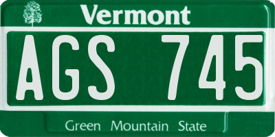 VT license plate AGS745