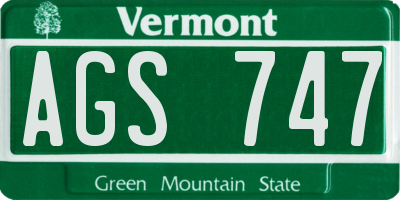 VT license plate AGS747