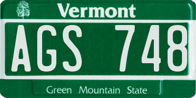 VT license plate AGS748