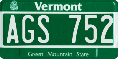 VT license plate AGS752