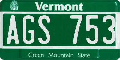 VT license plate AGS753