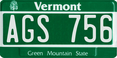 VT license plate AGS756
