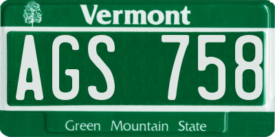 VT license plate AGS758