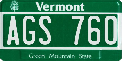 VT license plate AGS760