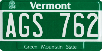 VT license plate AGS762