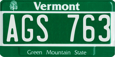 VT license plate AGS763