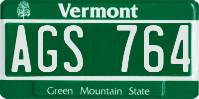 VT license plate AGS764