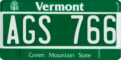 VT license plate AGS766