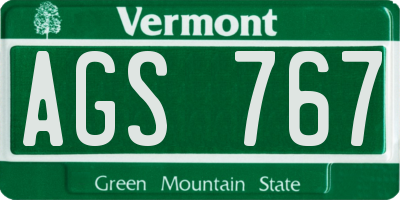 VT license plate AGS767