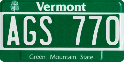 VT license plate AGS770