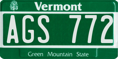 VT license plate AGS772