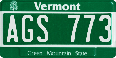 VT license plate AGS773