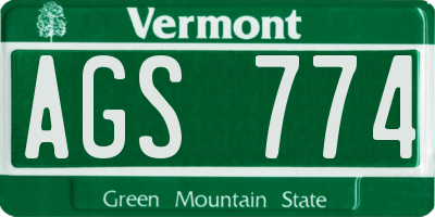 VT license plate AGS774