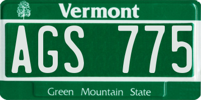 VT license plate AGS775