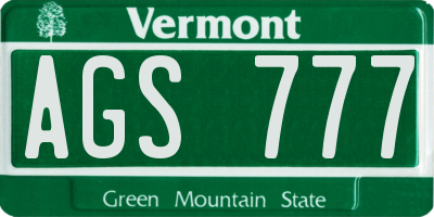 VT license plate AGS777