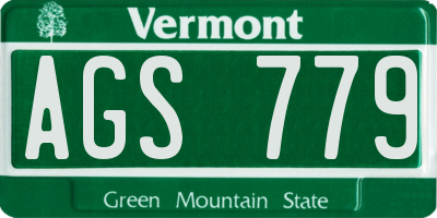 VT license plate AGS779