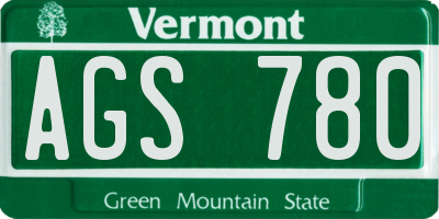 VT license plate AGS780