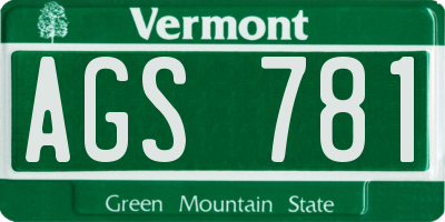 VT license plate AGS781