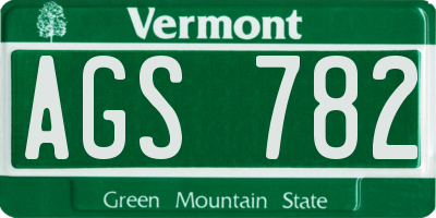 VT license plate AGS782