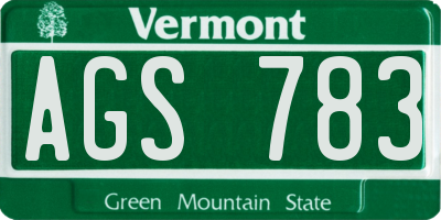 VT license plate AGS783