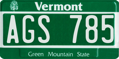 VT license plate AGS785