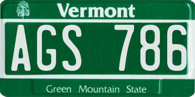 VT license plate AGS786