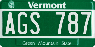 VT license plate AGS787