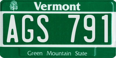 VT license plate AGS791