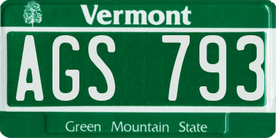 VT license plate AGS793