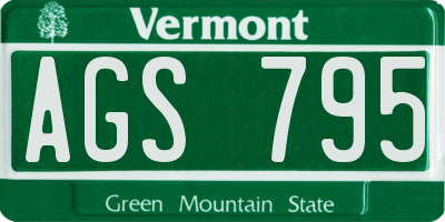 VT license plate AGS795